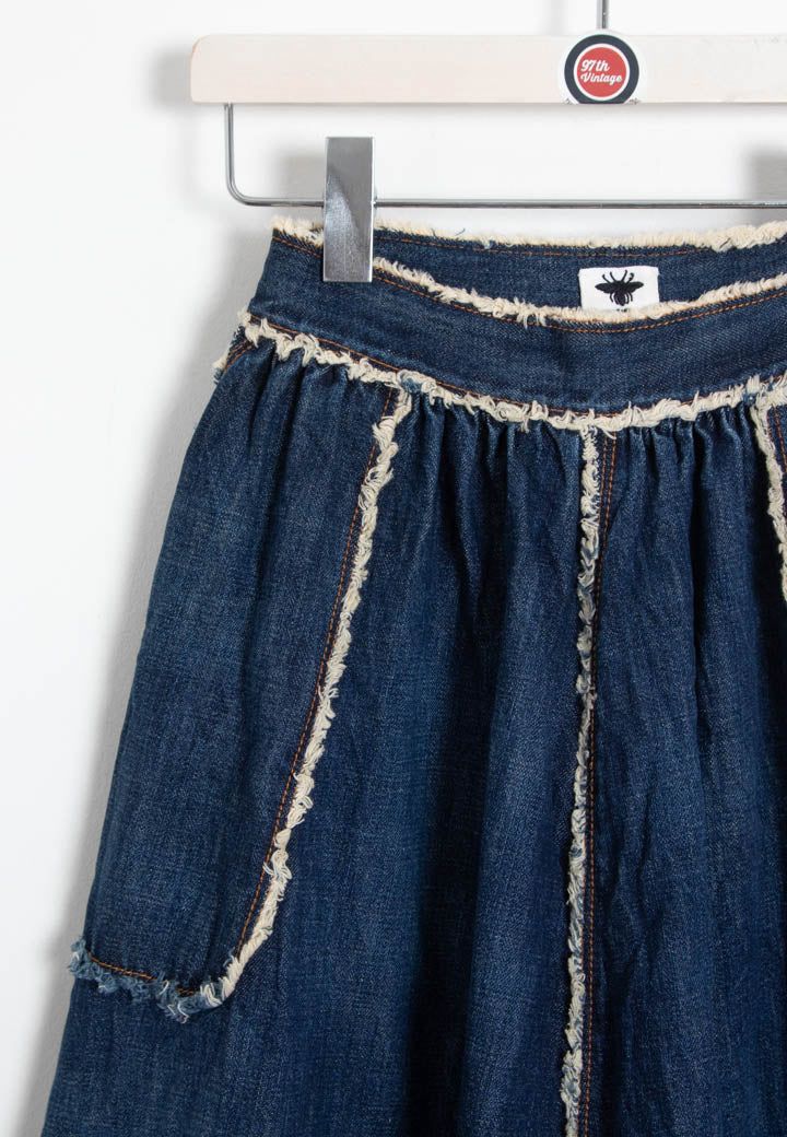 Women's Christian Dior Frayed Raw Edge Denim Maxi Skirt (UK 6) imagen 2