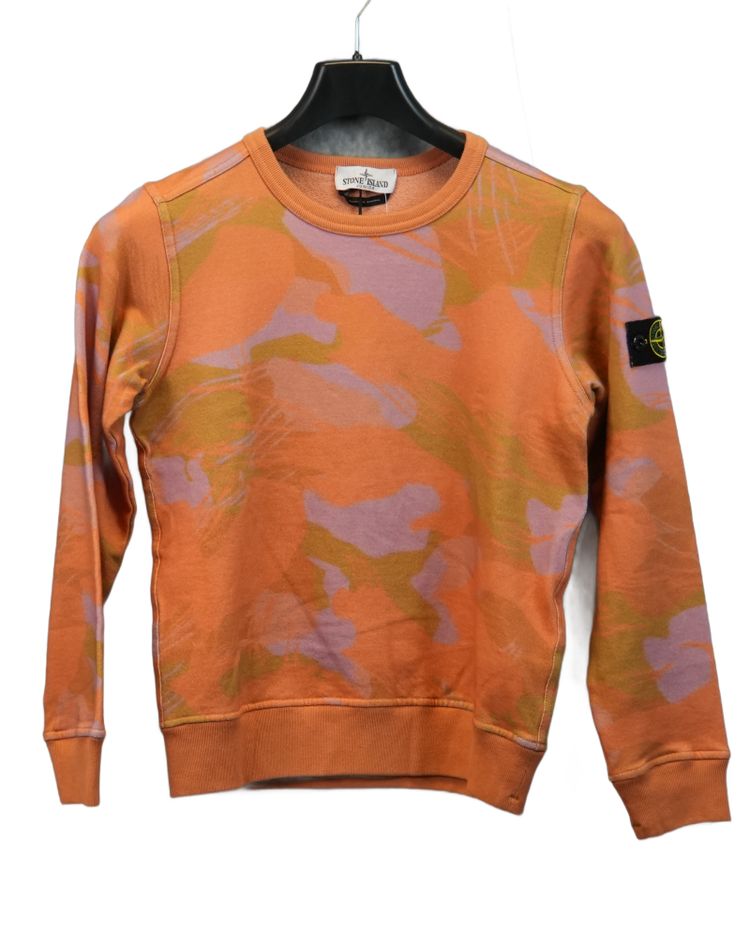 Stone Island Kids Crewneck Sweatshirt Orange Camo image 1