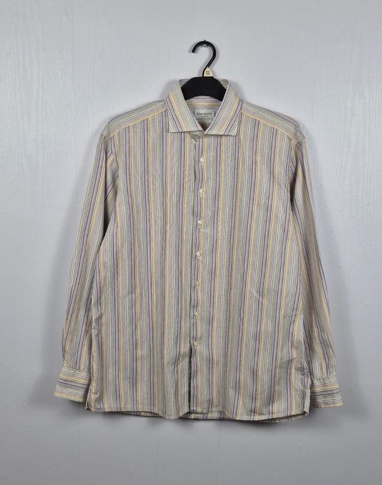 Hackett Mens Striped Cotton Long Sleeve Shirt Size 17 Collar 43 XL Multi