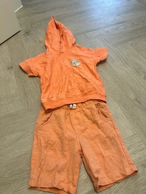 Orange Toddler Hoodie And Shorts Set image 1