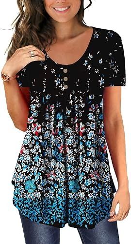 Black Floral Short Sleeve Blouse image 1