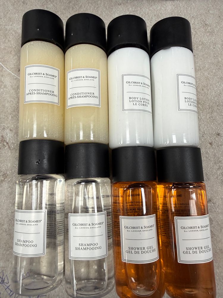 8 pc 2 of each one gilchrist & soames 75ml bottles shampoo conditioner shower gel body lotion 