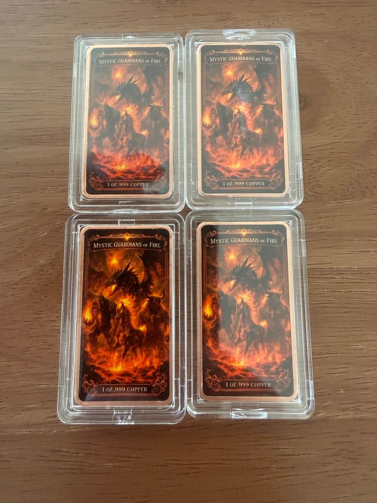 Unbranded Mystic Guardians of Fire - Complete 4 Bar Copper Art Set Minotaur Dragon Unicorn Golem product image