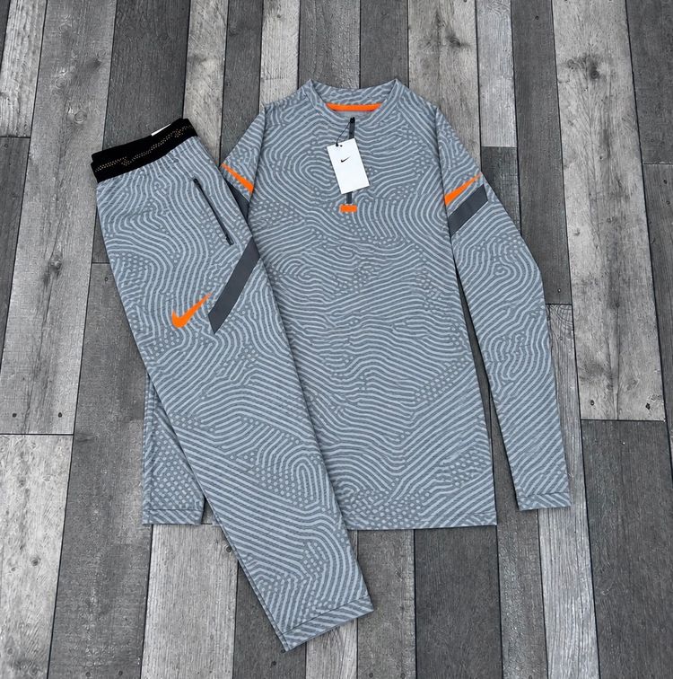 Nike Dri-Fit Strike Tracksuit Set - ‘Smoke Grey Orange Zebra’ - Size XL Top / L Bottoms  image 1