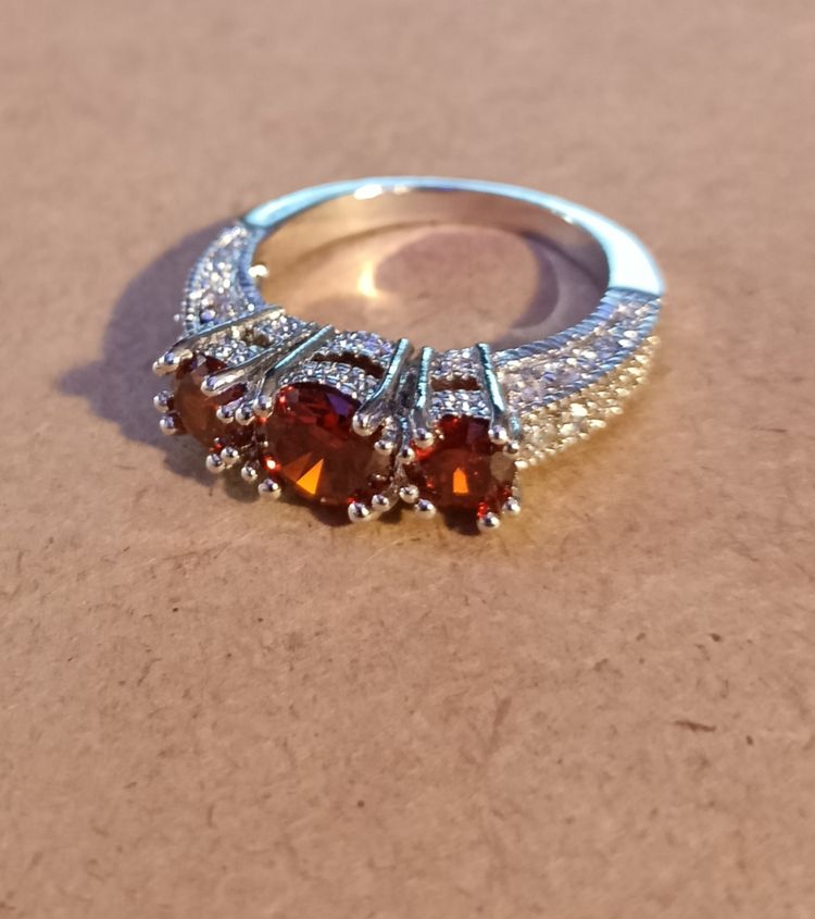 Three Stone Ruby-Tone Ring 7