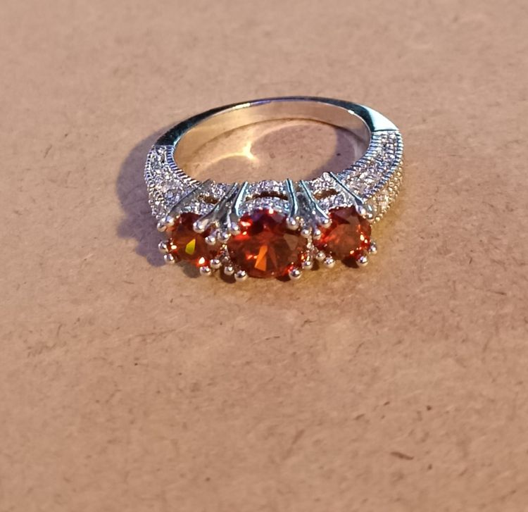 Three Stone Ruby-Tone Ring 6