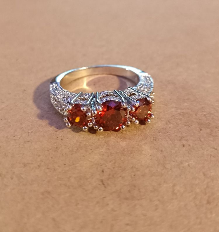 Three Stone Ruby-Tone Ring 4