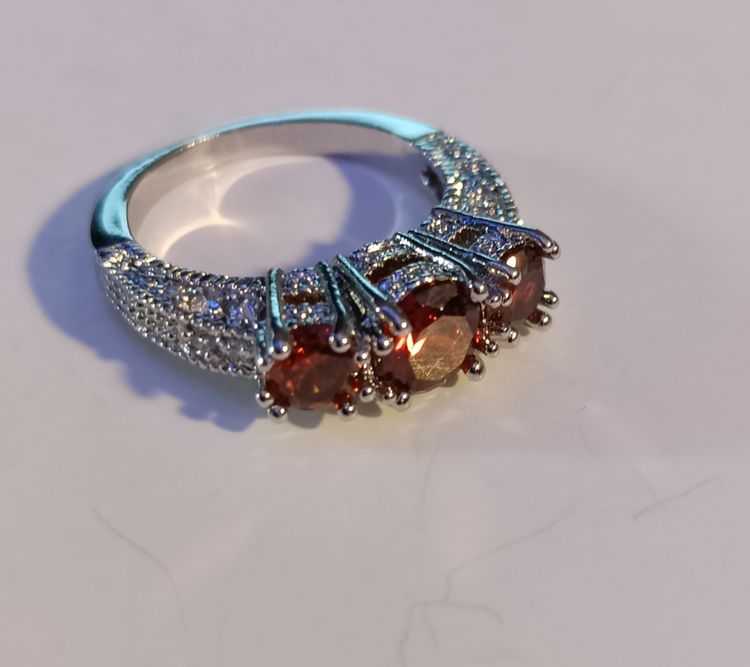 Three Stone Ruby-Tone Ring 10