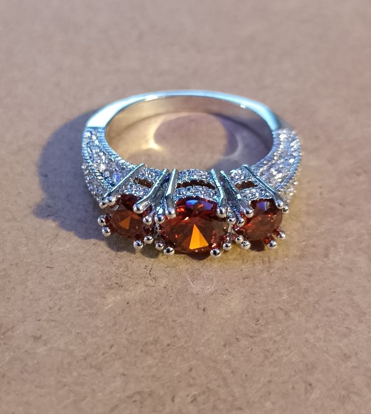 Three Stone Ruby-Tone Ring 8