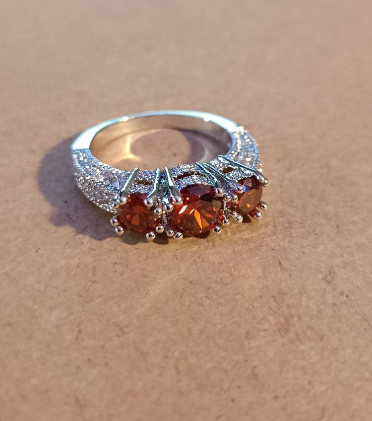 Three Stone Ruby-Tone Ring 5