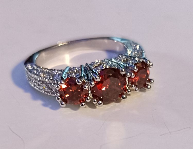 Three Stone Ruby-Tone Ring
