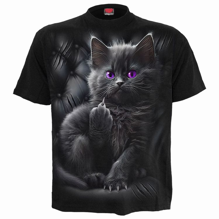 Spiral - CATTITUDE - Front Print T-Shirt Black
