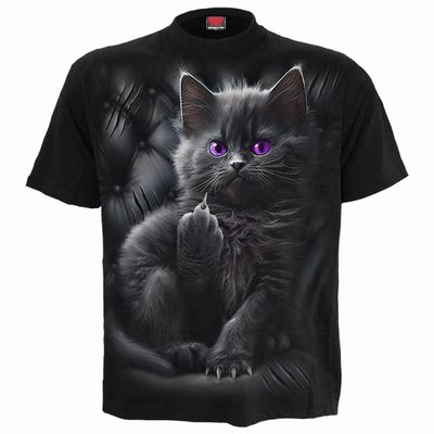 Spiral - CATTITUDE - Front Print T-Shirt Black