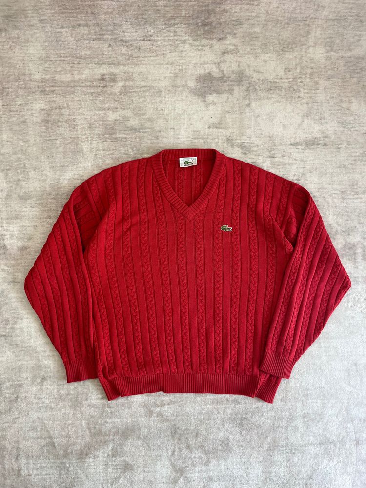 Lacoste Live Lacoste Red Cable Knit V-Neck Sweater product image