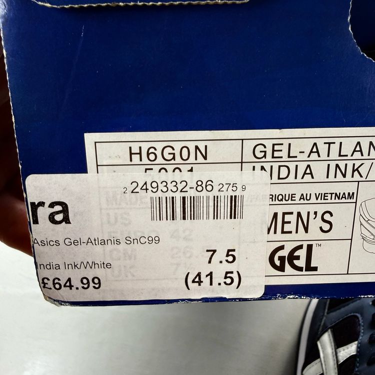 ASICS Gel-Atlanis Size UK 7.5 India Ink Blue White Men's Trainers H6G0N-5001 image 5