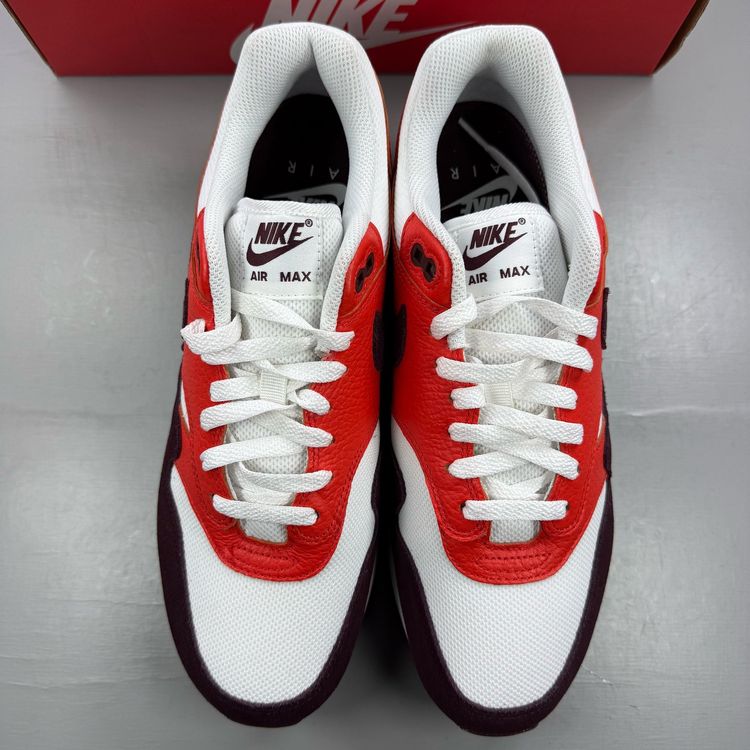 Immagine di Nike Air Max 1 Size UK 9 Summit White Burgundy Crush Men's Trainers FN6952-102 2