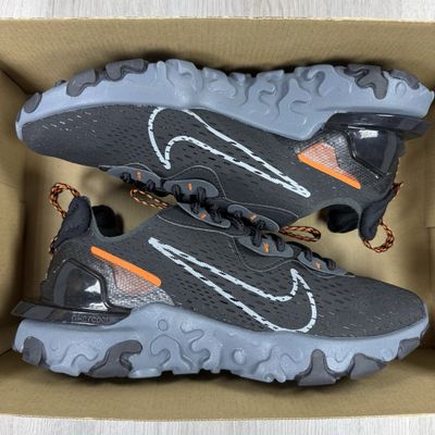 Size 5.5 - Nike React Vision Black Safety Orange Trainers HJ8997 001