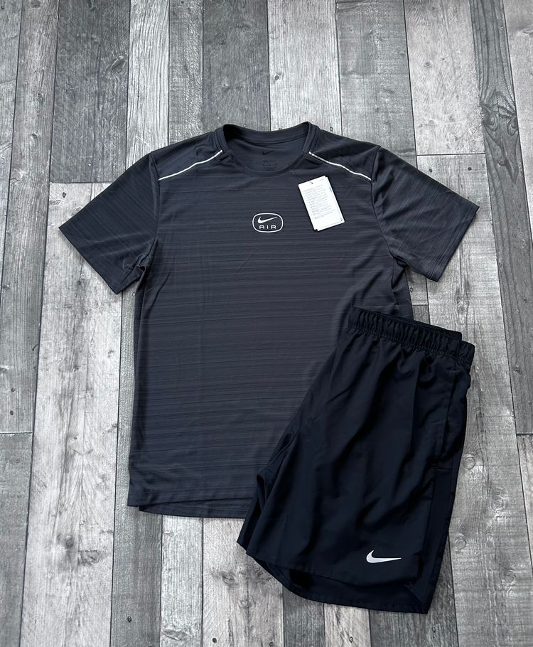 Nike Dri-Fit Air Miler T-shirt & Short Set ‘Charcoal Grey’ - Size Medium 
