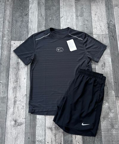 Nike Dri-Fit Air Miler T-shirt & Short Set ‘Charcoal Grey’ - Size Medium