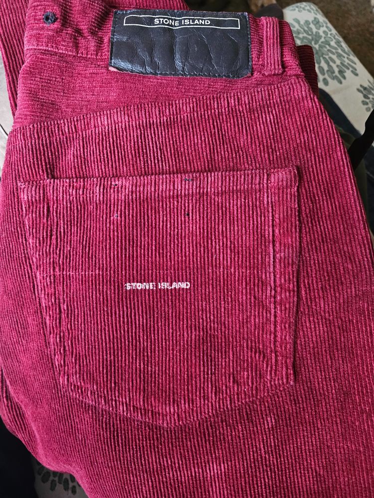 Stone Island Red Corduroy Pants