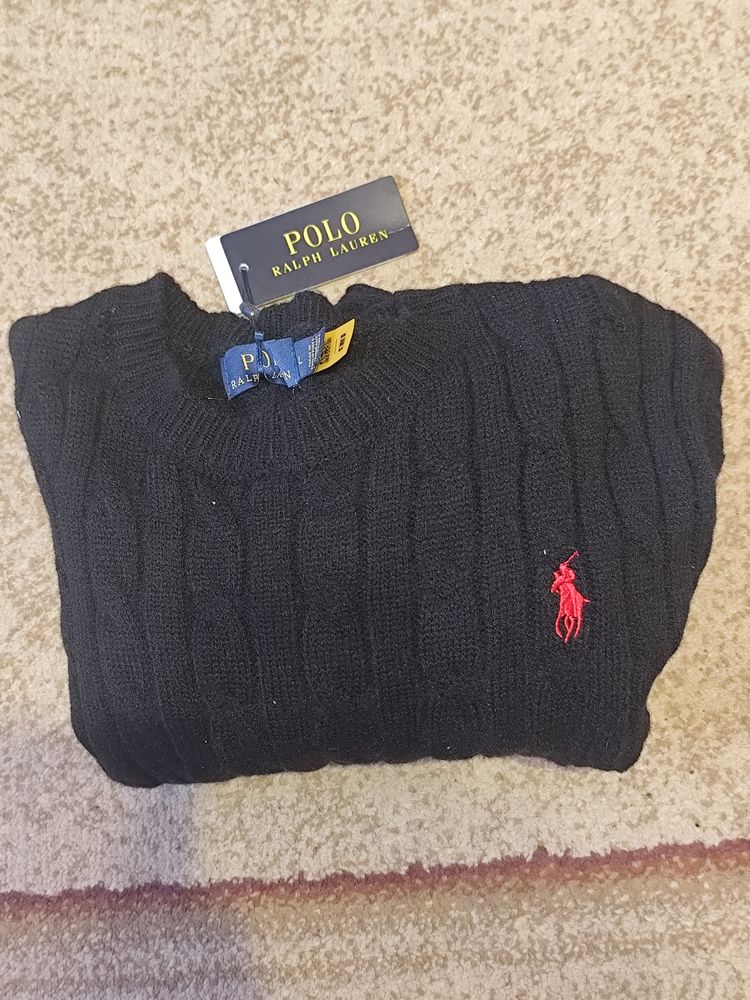 Polo Ralph Lauren Black Cable Knit Sweater image 2