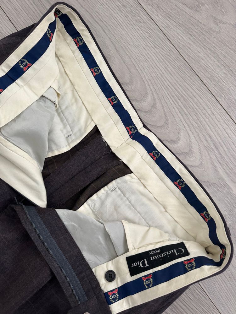 Dior 1980s Double Pleat Check Pattern Pants Taupe Mauve - Size 34 Waist image 4