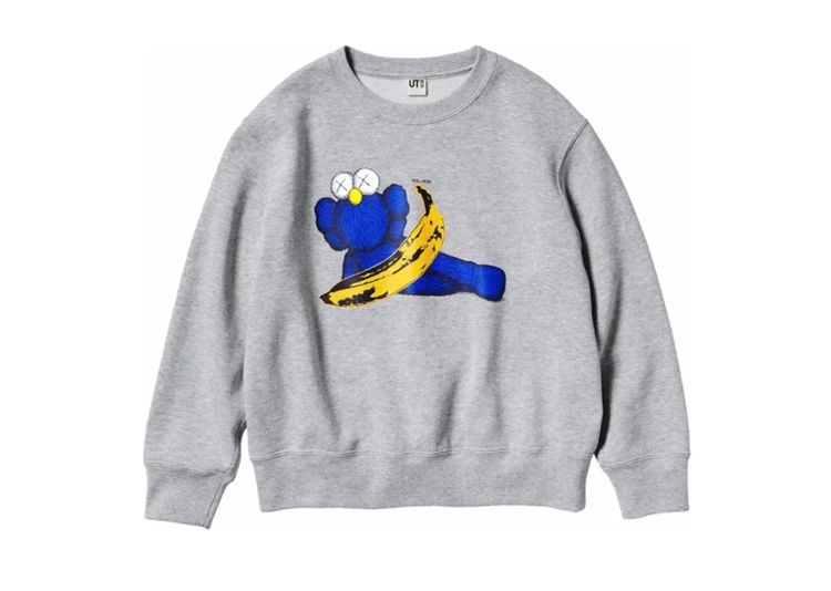 Immagine di KAWS X UNIQLO WARHOL GRAPHIC BANANA SWEATSHIRT GREY 1