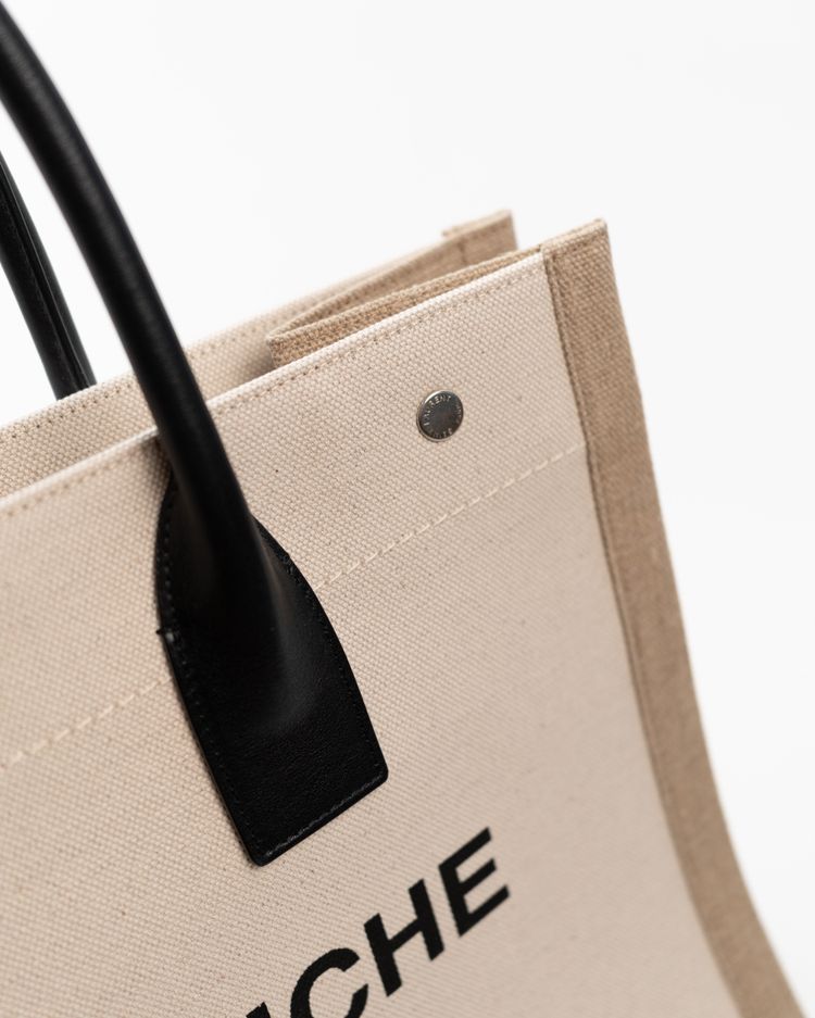 Saint Laurent Borsa Tote Rive Gauche Tela Écru e Pelle Nera — Pre-owned Autentica imagen 9