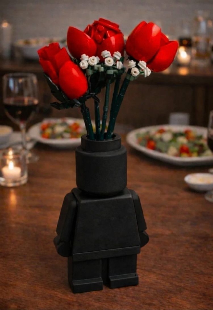 Black Brickman Figure Vase  image 1