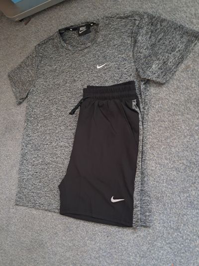 Nike Grey T-Shirt And Black Shorts Set