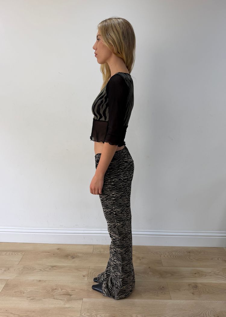 small zebra pattern mesh sleeve top image 9