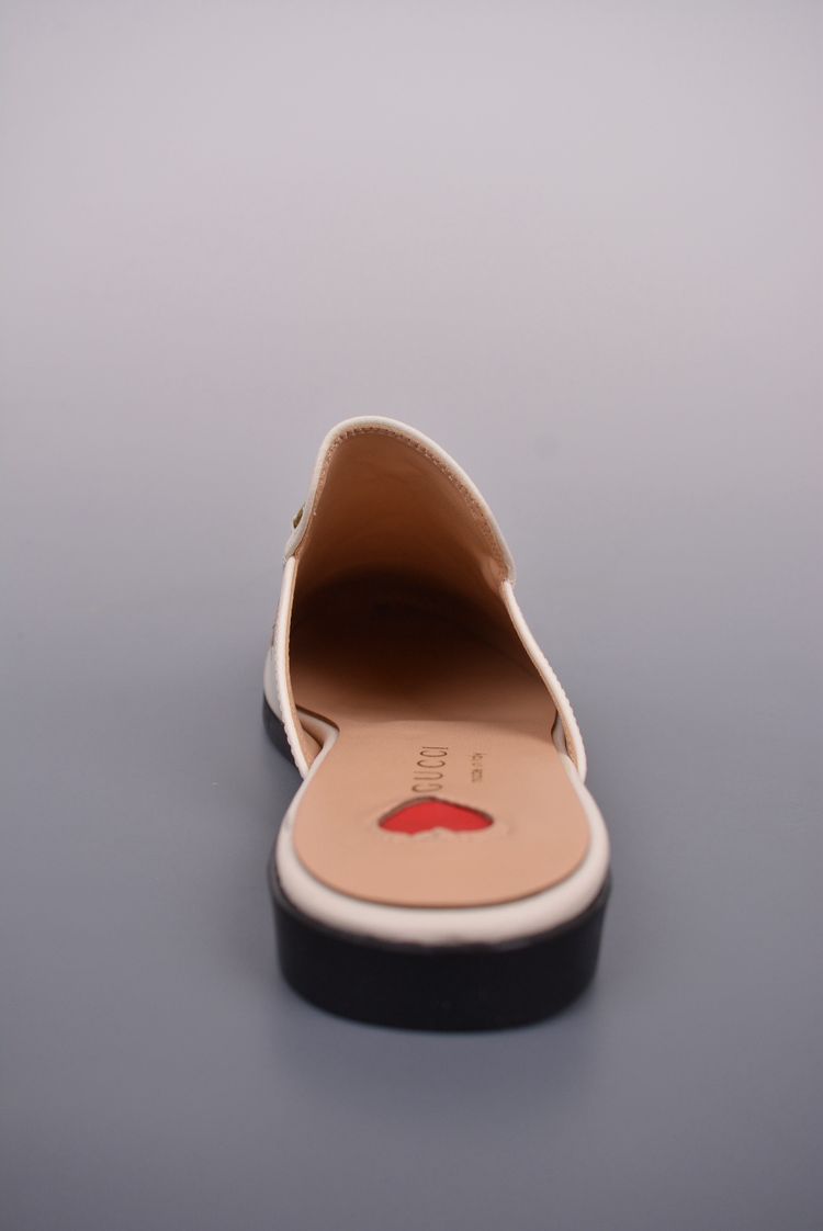 Gucci White Leather Slip-On Mules With Gold Embroidery image 5