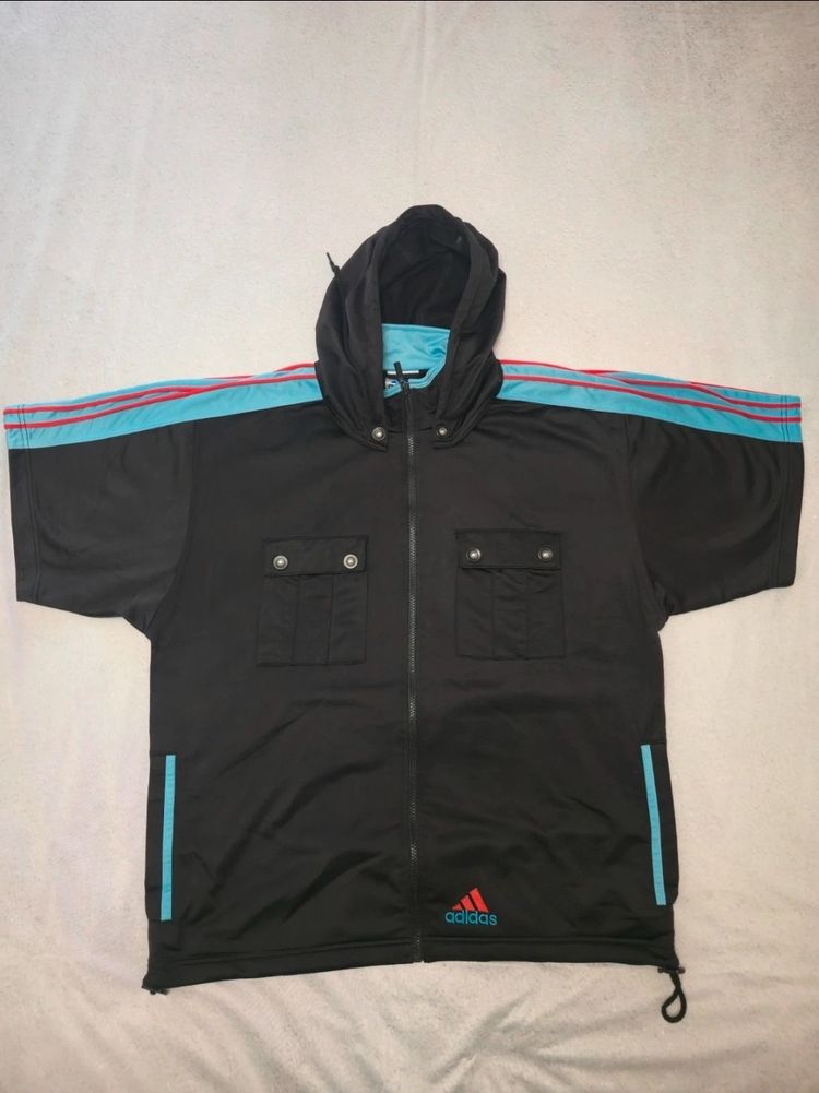 Adidas Originals Adidas Black Hooded Jacket With Blue Stripes product image