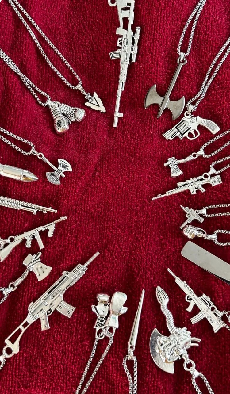 20x Silver tone Weapon-Themed Necklaces