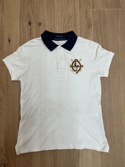 Ralph Lauren White Polo Shirt With Navy Collar