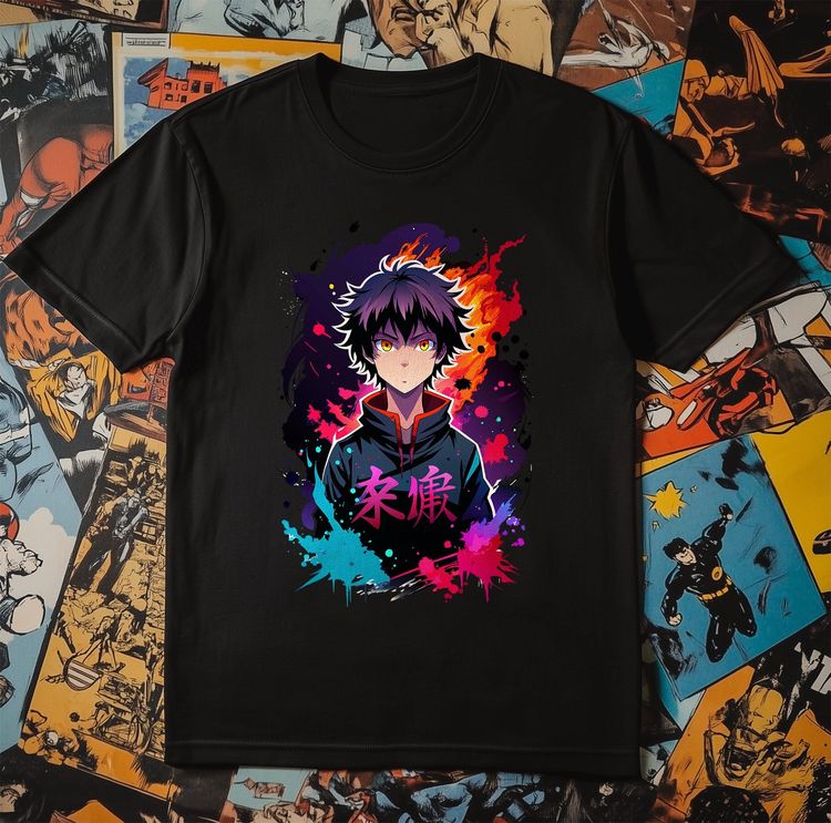 Ink Splat Anime Boy T-Shirt image 3