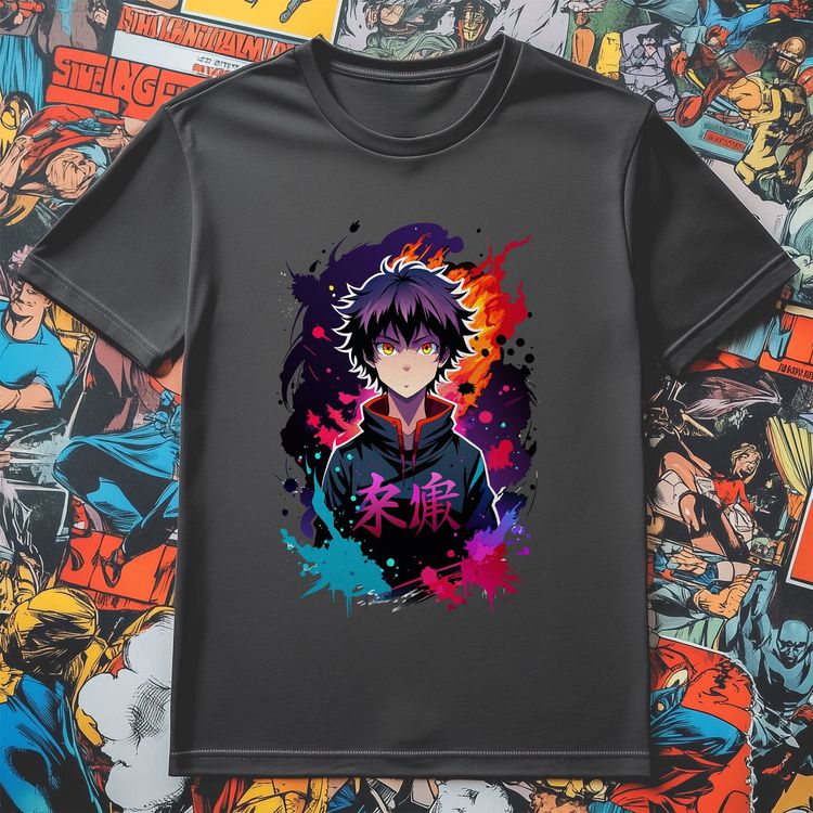 Ink Splat Anime Boy T-Shirt image 1