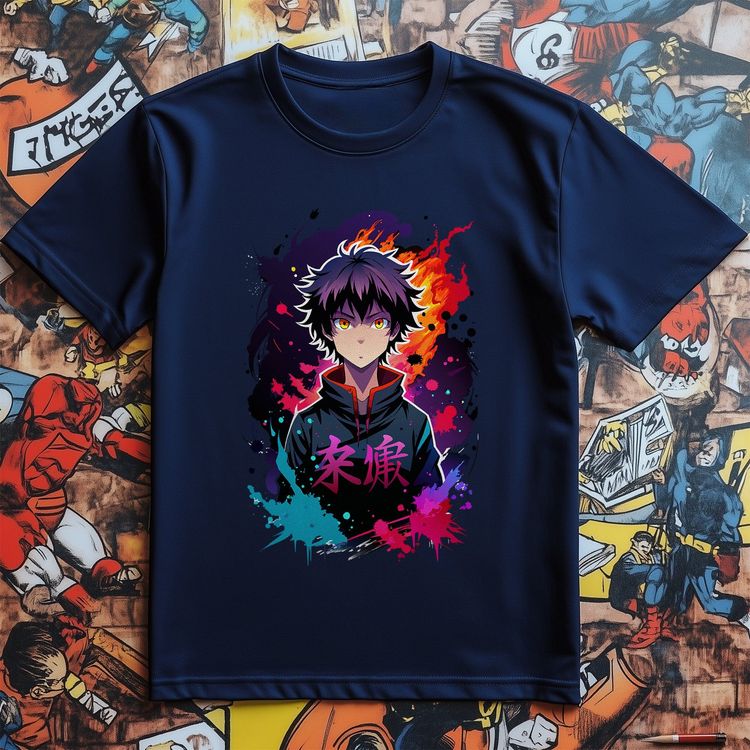Ink Splat Anime Boy T-Shirt image 5