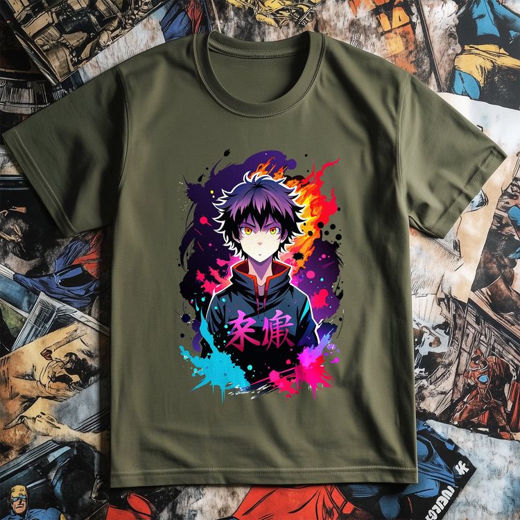 Ink Splat Anime Boy T-Shirt image 2