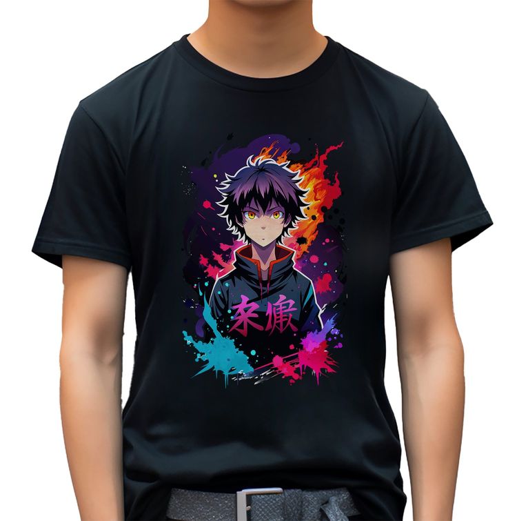 Ink Splat Anime Boy T-Shirt image 4