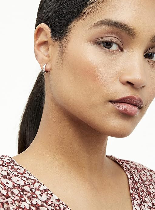 Silver Hoop Earrings With Clear Stones 3