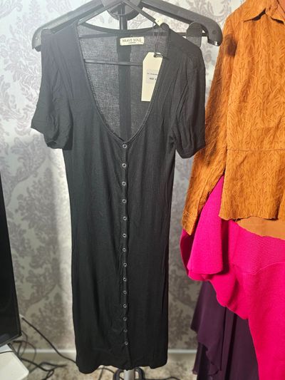 Brave Soul Black Button-Up Dress