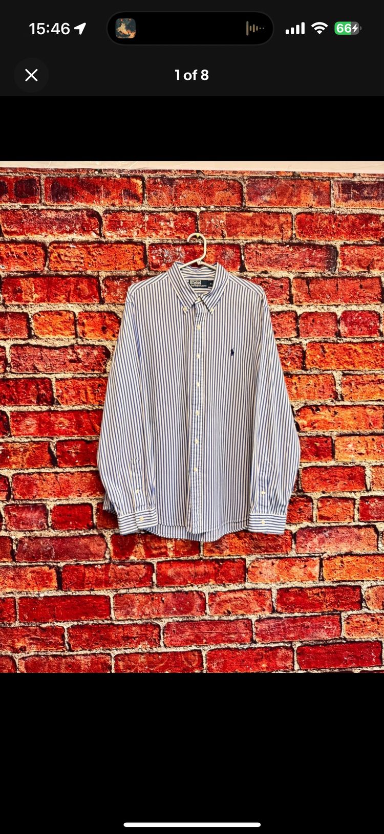 Polo Ralph Lauren Shirt Men’s XL Blue White Stripe Cotton Long Sleeve Button 