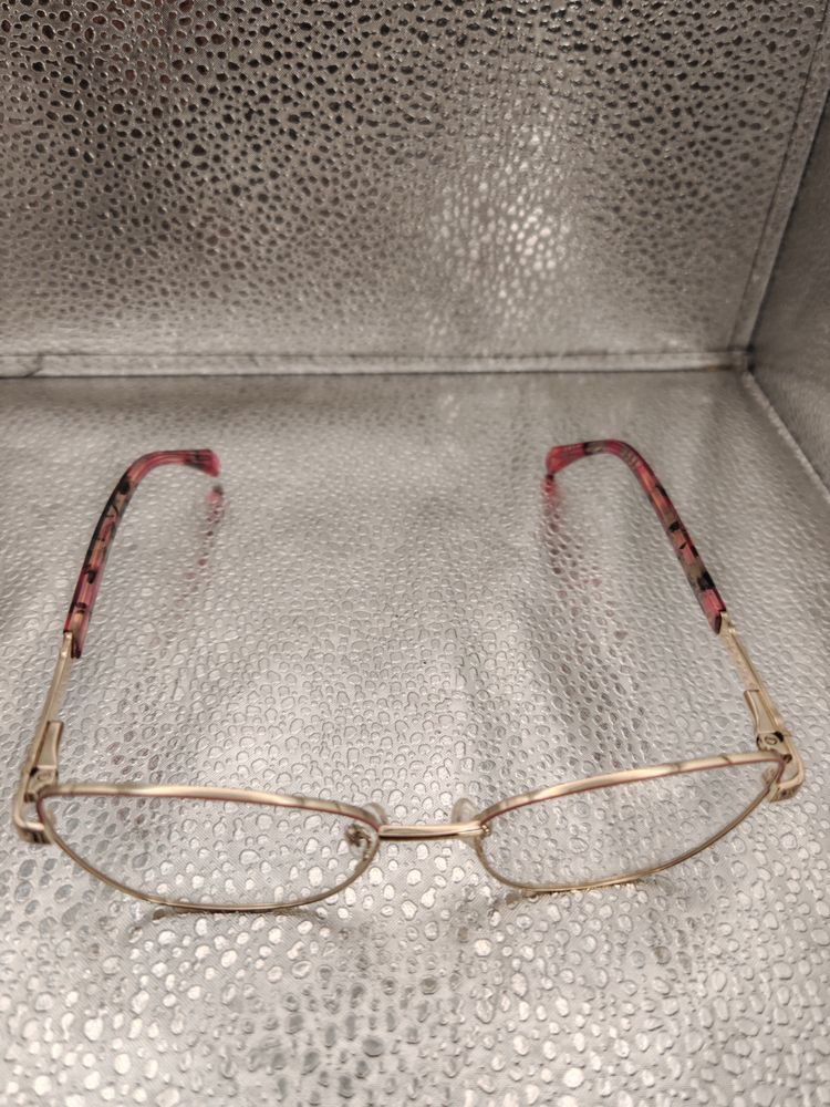 Gold Eyeglasses with Pink & Black Mosaic Temples | Squared Metal Frame Vintage Women | 54□16-140