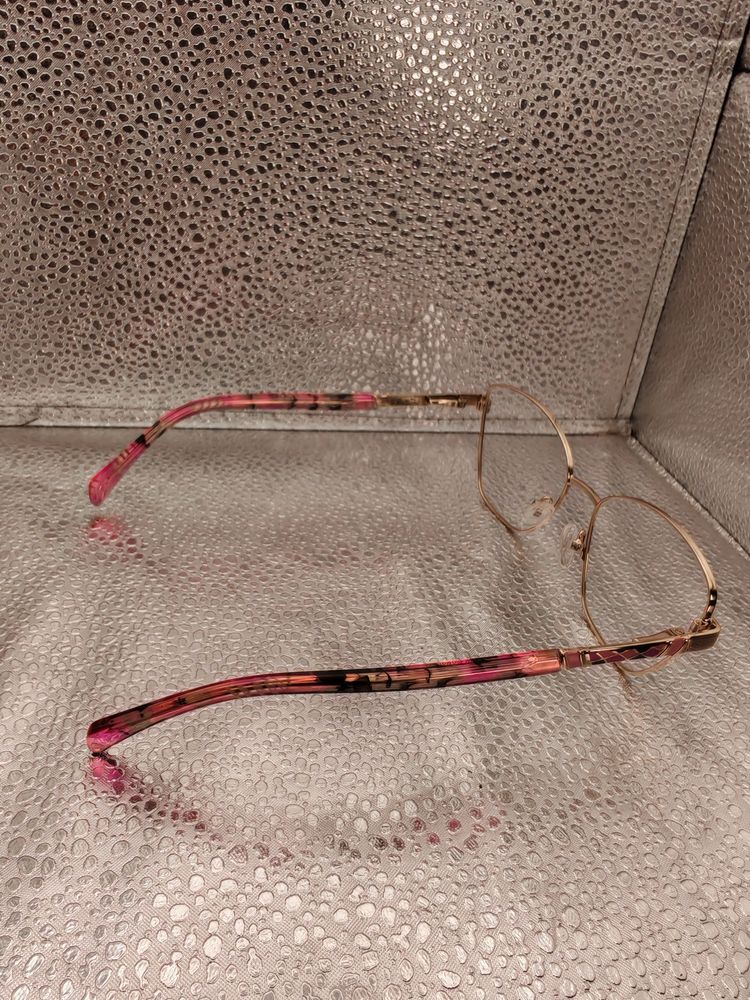 Gold Eyeglasses with Pink & Black Mosaic Temples | Squared Metal Frame Vintage Women | 54□16-140 image 5