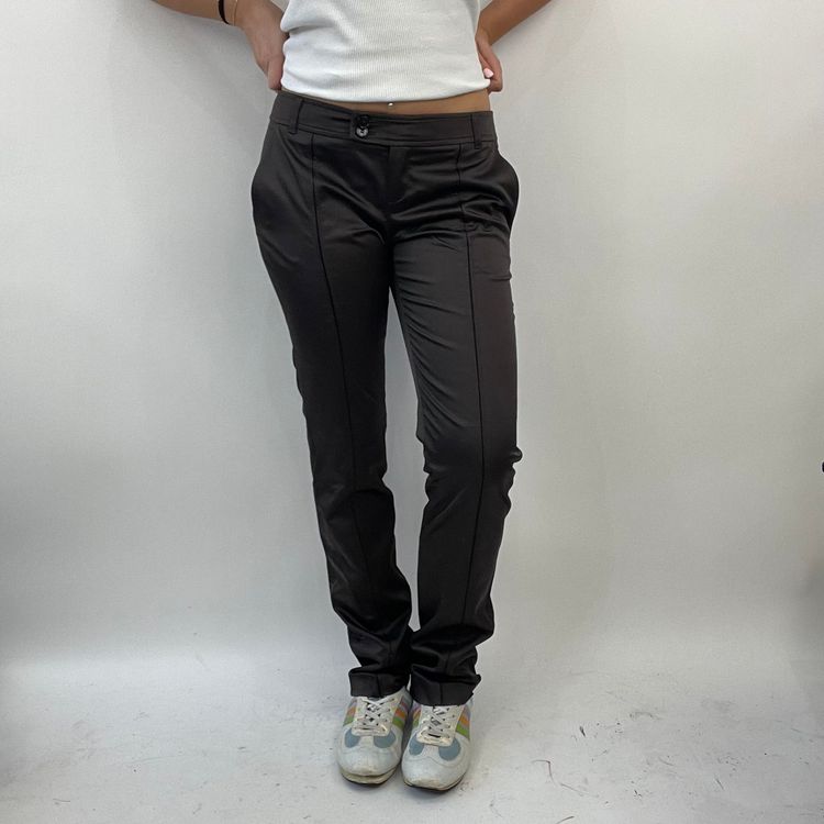 💚 FUTURECORE DROP | small brown silky trousers with double button image 6