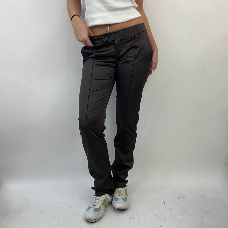 💚 FUTURECORE DROP | small brown silky trousers with double button image 4