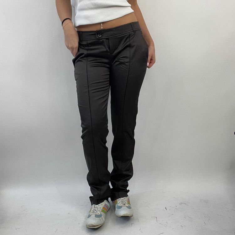 💚 FUTURECORE DROP | small brown silky trousers with double button image 1