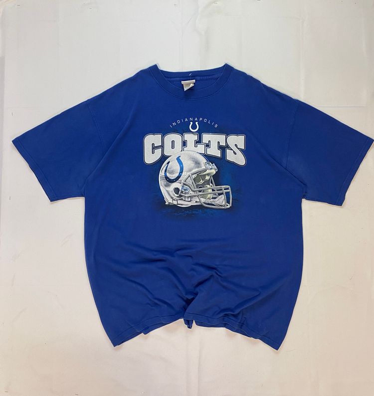 Vintage NFL Indianapolis Colts Graphic Tee | Blue Helmet Oversized T-Shirt