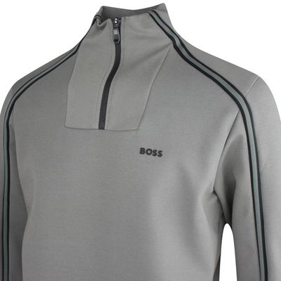 BOSS grey quarter-zip sweatshirt